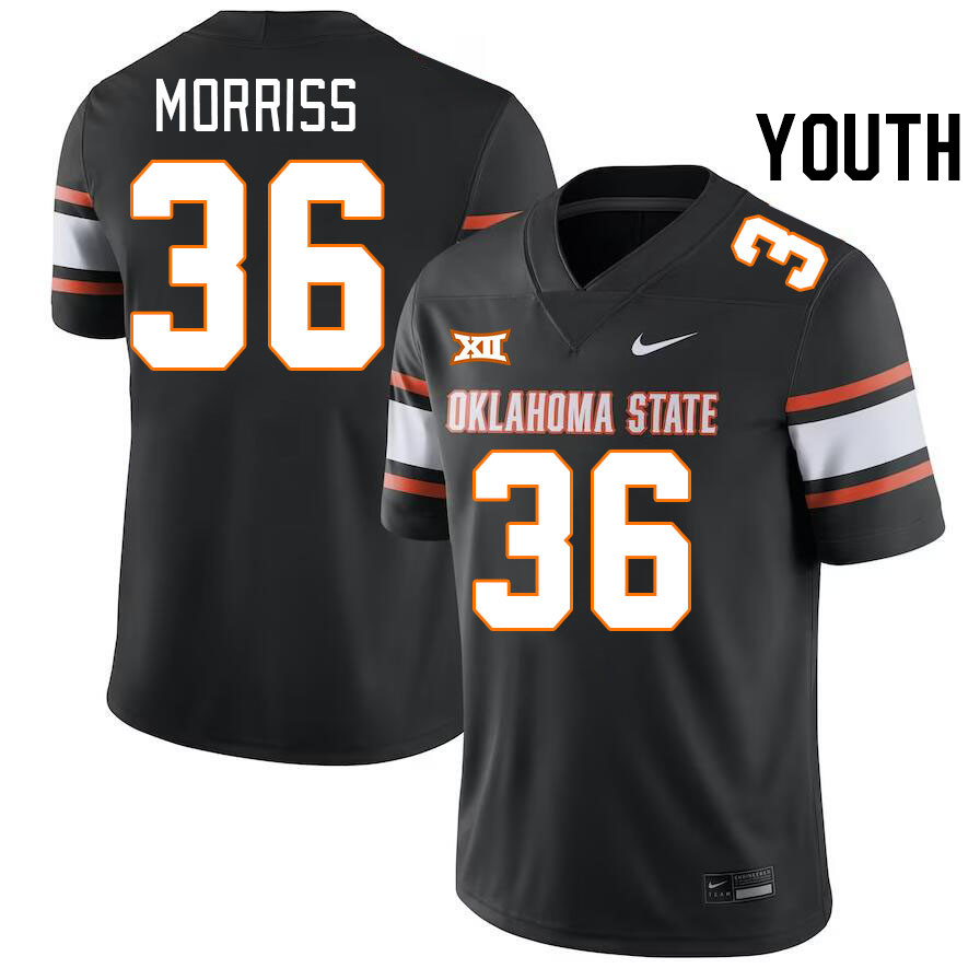 Youth #36 Colin Morriss Oklahoma State Cowboys College Football Jerseys Stitched-Black